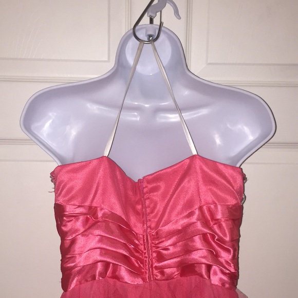 Deb Ladies Strapless High Low Ruffled Formal Prom Dress Pink Size 11/12 - Picture 9 of 15